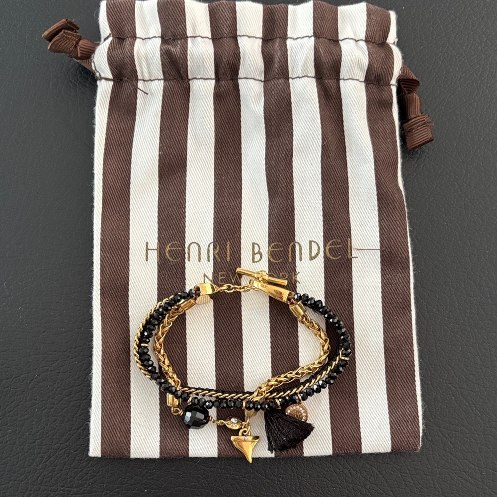 Henri Bendel Black and Gold Charm Bracelet
